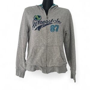 Aeropostale Heather Gray Zip-Up Hoodie